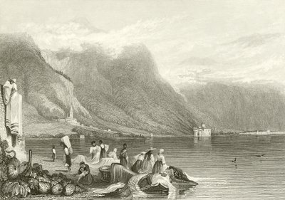 Kasteel van Chillon, Meer van Genève, Zwitserland door Samuel Prout